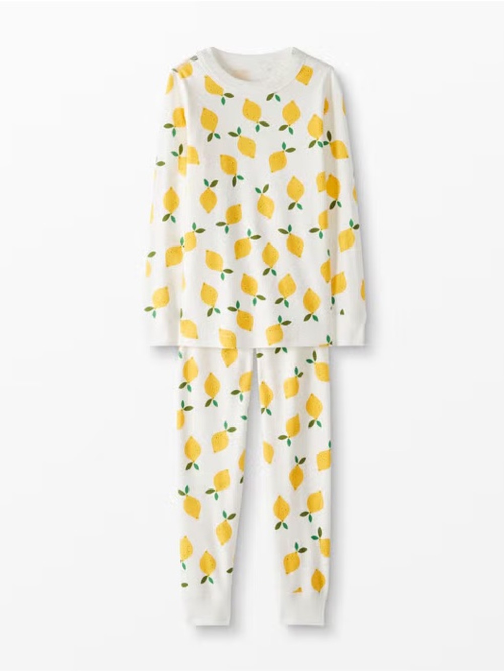 Hanna Andersson Long John Pajama Set in Lemonade in White Size 3T Cotton Fruit